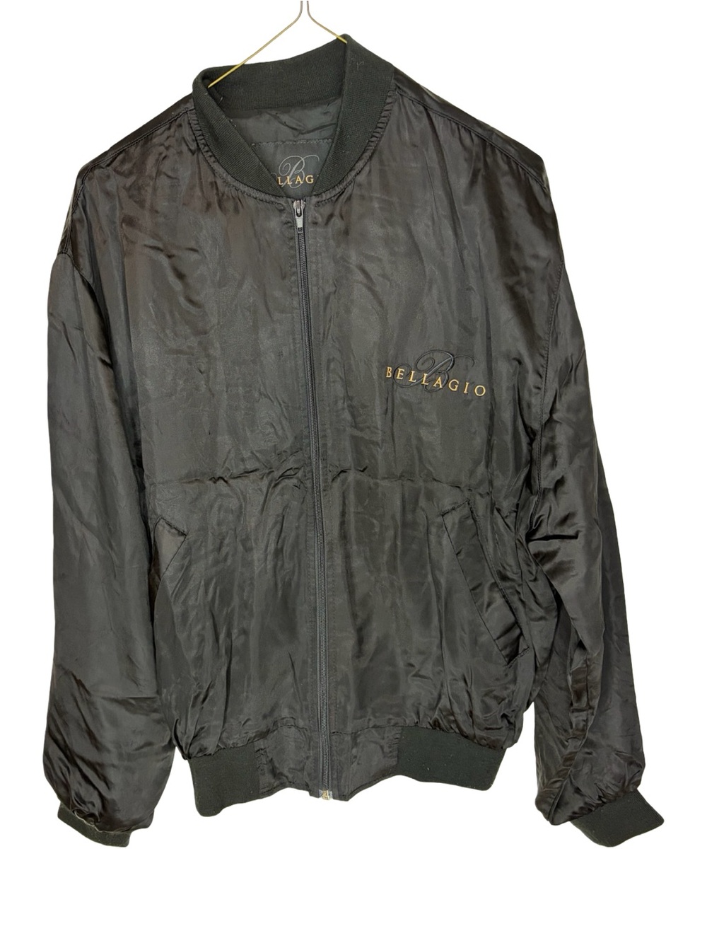 Bellagio Black Satin Bomber Jacket small